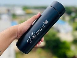Personalized Matte Black Vacuum Bottle – 500ml-Name Engraved