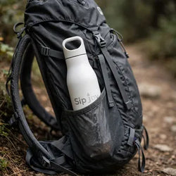Insulated Metal Bottle with Loop Cap & Cork Base (White)